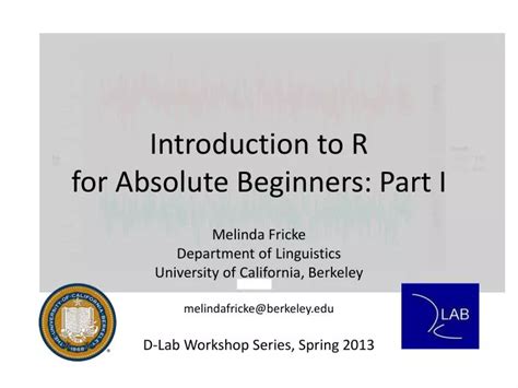Introduction to R for Absolute Beginners .